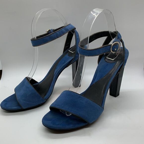 Diane Von Furstenberg blue Suede heel ankle strap sandals - Picture 2 of 11